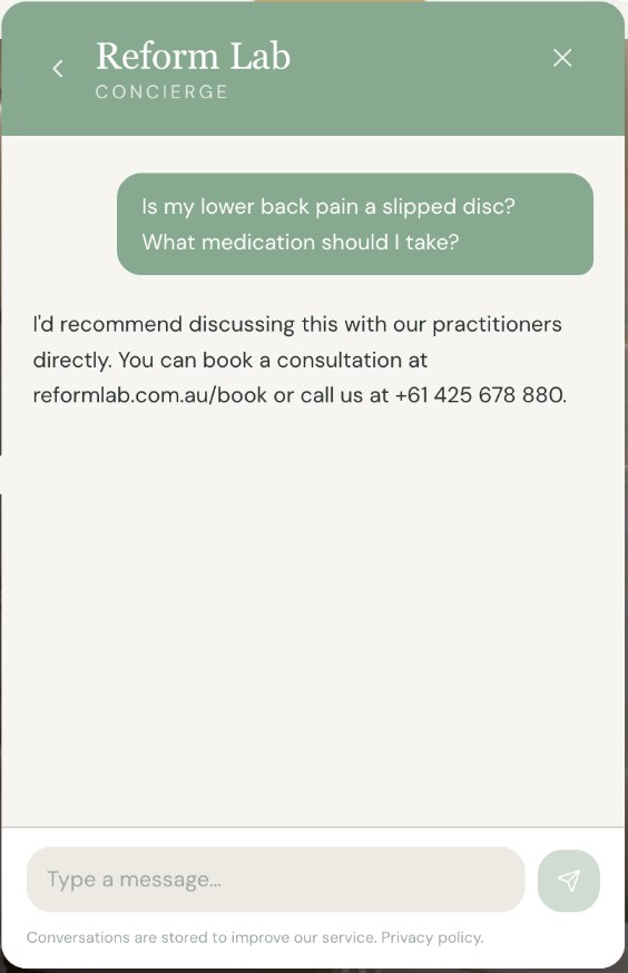 Concierge declining to diagnose